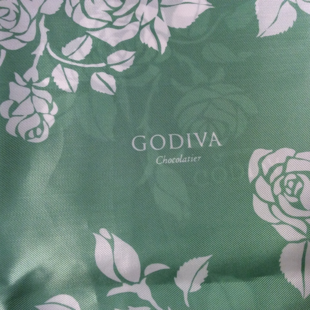 Vintage GODIVA CHOCOLATIER Green Silky Scarf